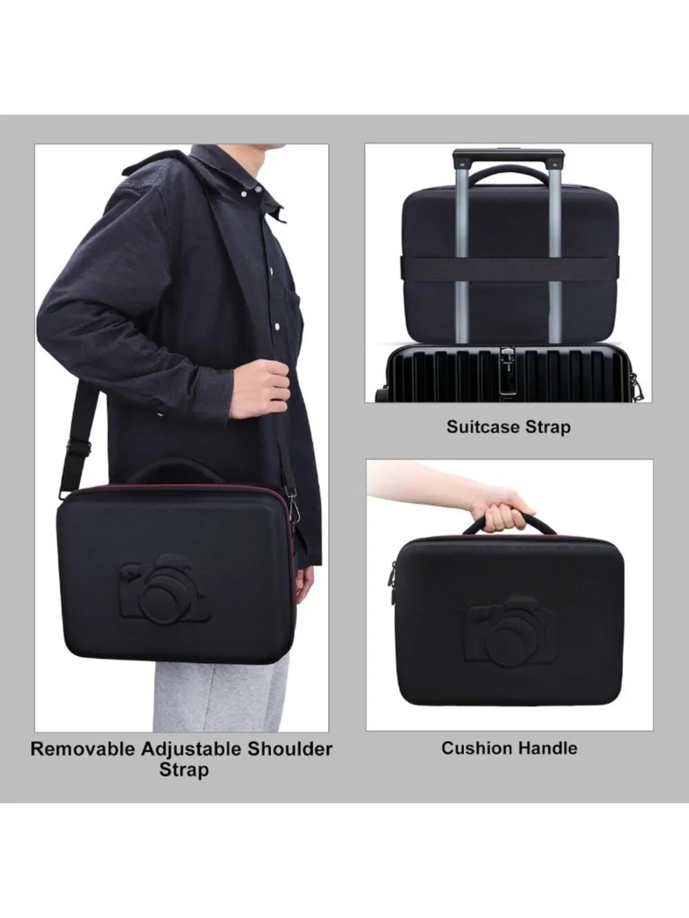 Spacious Black Camera Bag for DSLR & Mirrorless Cameras with Multiple Lens
